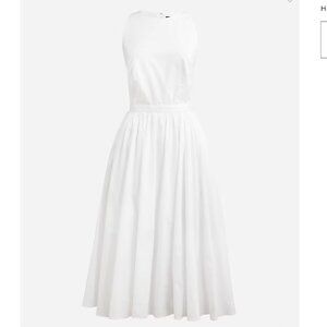 JCrew White High-neck cotton poplin midi dress Size 6